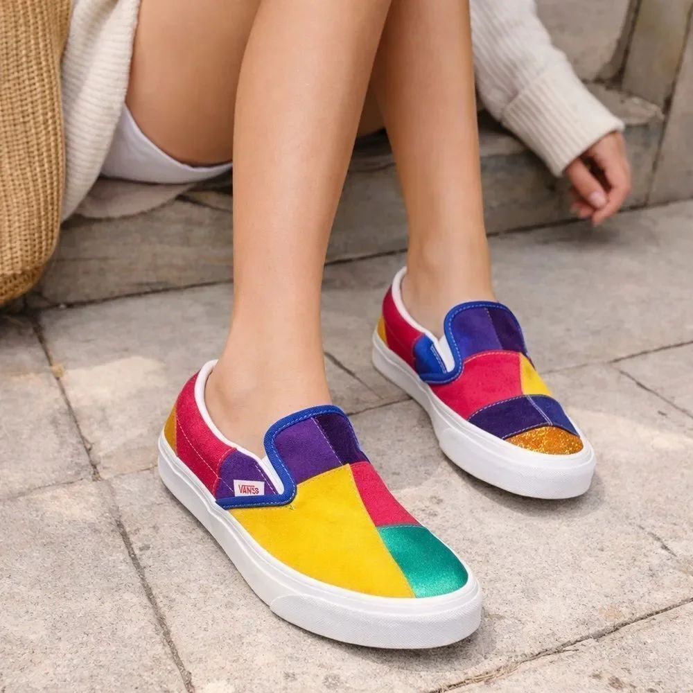 Rare VANS Pride Patchwork SLIP ON Skate Shoes UNISEX Women’s SZ 7.5 /Men’s Sz 6